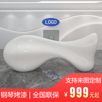 Glass GRP Alien Front Desk Company Reception Desk Creative Baked Lacquer Bar Table Medical Beauty Consulting Service Desk Collection Silver Desk Customised