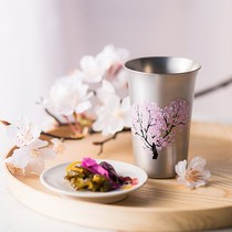 Imported Japanese Tsubame Sanjo refrigerated color-changing wine glass maple leaf cherry blossom fireworks sake liquor tin copper wine glass gift box