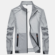 Ice silk sunscreen clothing mens summer thin anti-UV breathable 2021 new mens fashion brand ultra-thin sunscreen clothing fs