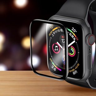 apple watch5钢化膜iwatch4保护膜苹果3代手表膜5代全覆盖s4/3/2/1曲面贴膜四水凝膜38/40/4