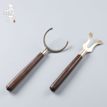 Old master Ebony anti-hot tea cup clip Cup fork cup holder tweezers household pot lid clip kung fu tea set tea ceremony accessories
