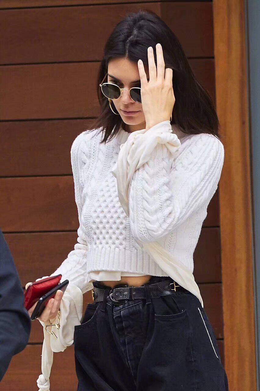 fg家 欧洲站肯豆街头复古麻花针织套头长袖秋冬女纯色毛衣_不打折现价