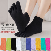 Black Five-fingers Sox Children Spring and Autumn Pure Cotton All-cotton Lady Midbarrel Socks Deodorant Suction sweat Toe Socks Toe Socks summer