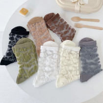 Crystal glass silk stocking children Summer thin white Transparent Cute Day Series Ice Silk Stockings Sandals Sandals Summer