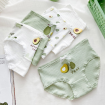 Green Briefs Women Summer Slim pure cotton breathable full cotton mid waist No marks Cute Day Ensemble Students High Waist Triangle Pants