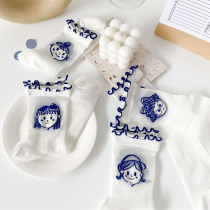 Crystal glass silk Sox Children Summer thin Lovely day Department white lace Sox transparent ice Silk Sox Summer