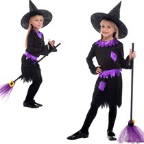 Halloween cosplay costume childrens mesh female witch long dress childrens stage performance costume magic cos witch