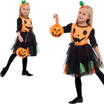 Halloween childrens cosplay costume female witch toddler stage performance costume magic pumpkin performance clothes