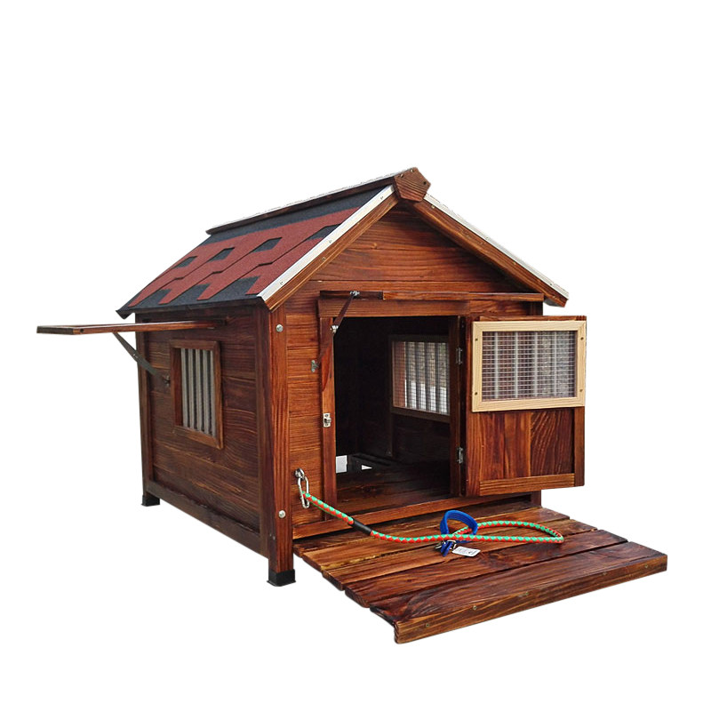 户外实木狗屋狗窝碳化防雨防腐中大型犬宠物别墅木质狗笼狗房包邮