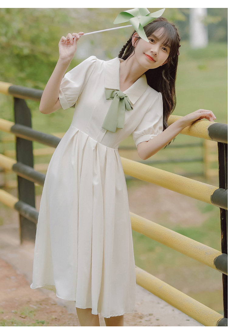 裙子女夏季学院风初恋系连衣裙仙气超仙森系桔梗法式高级感小个子