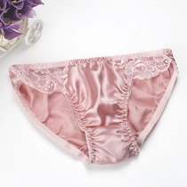 Full 2 pieces of 100% mulberry silk silk underwear women silk breifs breathable sweat lace edge