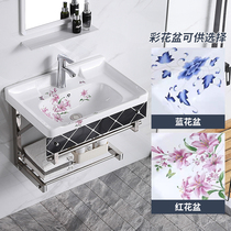 Wall-mounted Balcony Washbasin Cabinet Combo Wall-mounted Ceramic Washbasin Home small family Type washroom Handwashing surface tray