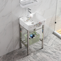 Small household type hanging wall type washbasin ceramic washbasin toilet floor balcony washing table integrated table basin