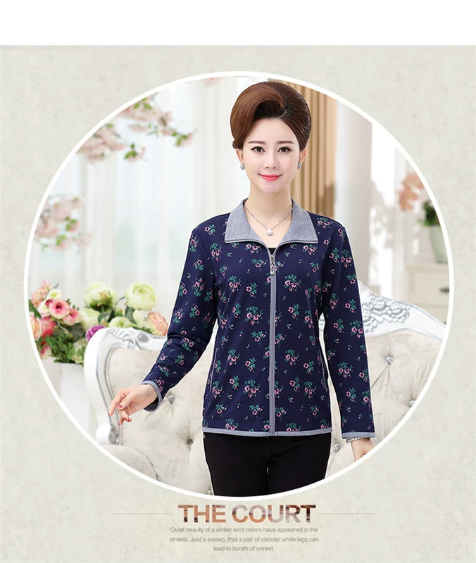 Phụ nữ trung niên và cao tuổi áo khoác cardigan cotton mùa xuân cộng với size mẹ béo mặc áo khoác mùa xuân và mùa thu áo len ngắn giản dị - Áo khoác ngắn