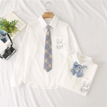 2022 New Jk Uniforms White Shirt Schoolgirl College Wind Day Department Easy Printed Cartoon Cute Long Sleeve Shirt