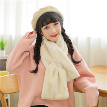 The new Korean version of autumn and winter imitation otter rabbit fur collar plush scarf Womens fashion warm scarf thick collar pullover