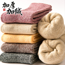 Socks Womens autumn and winter socks plus velvet thickened middle tube cotton socks sweat-absorbing Terry warm socks sports towel socks