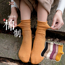 Socks womens spring and summer long Korean version of cotton socks Japanese pile womens socks loose pregnant womens month socks four seasons