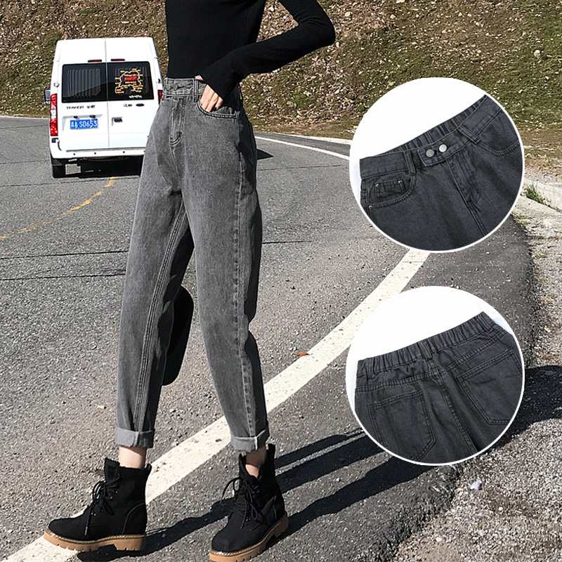 Loose Waist Jeans Woman 2022 Chunqiu Season loose Lean Elasticity Robe Kharen Pants Straight Drum High Waist Old Daddy Pants