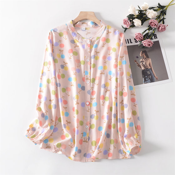 Artificial cotton coat cotton and silk shirt OL female size summer thin sunscreen loose casual cotton long sleeve shirt Artificial cotton coat cotton and silk shirt OL female size summer thin sunscreen loose casual cotton long sleeve shirt