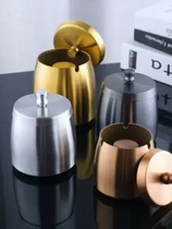 Large Number of stainless steel ashtrays High cylinder with cover Creative Home windproof Custom personality LOGO Internet cafe Bar KTV