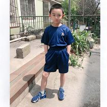 Childrens fire physical fitness suit Parent-child suit Flame blue performance suit Summer camp military training suit Outdoor development suit
