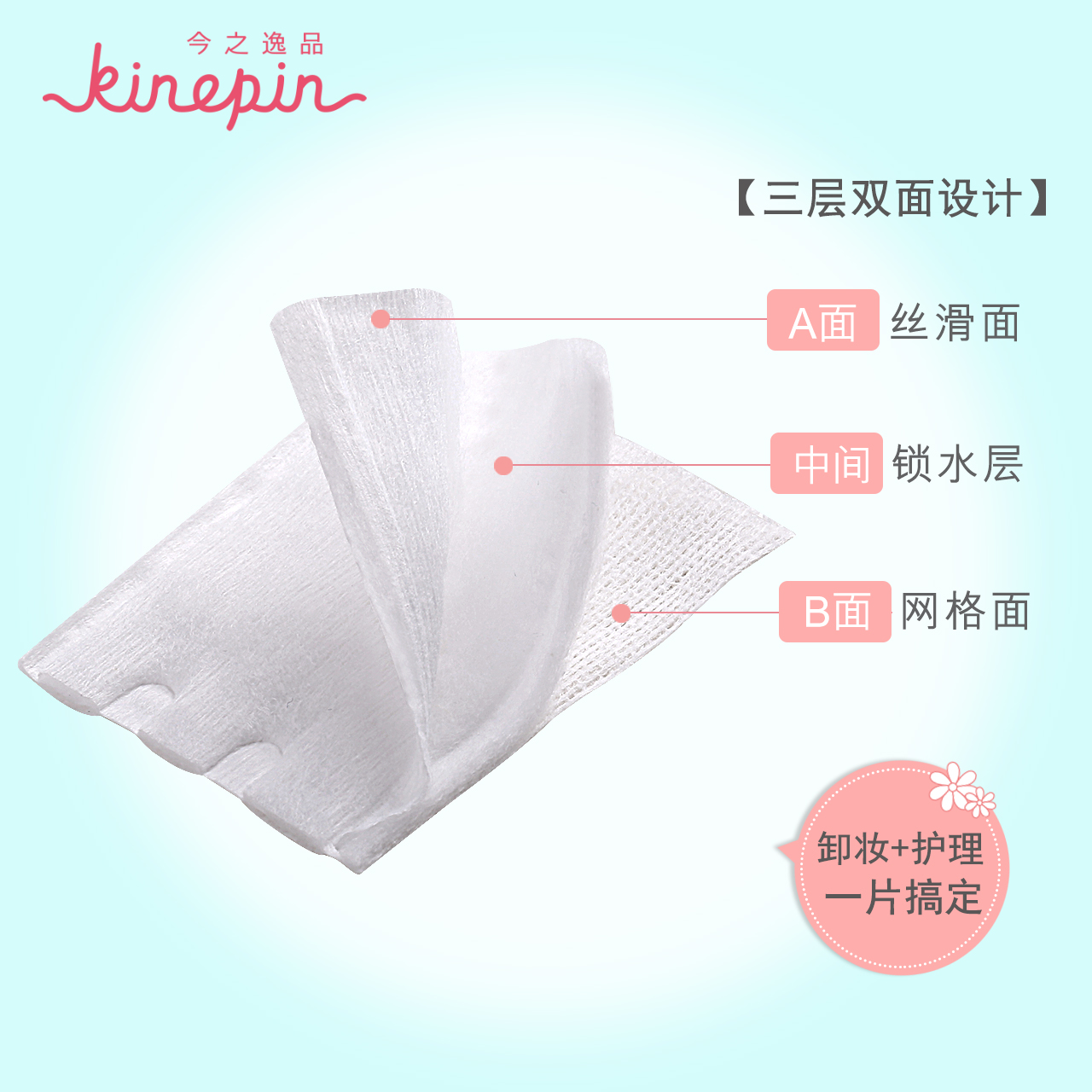 KINEPIN/今之逸品细纹压边双面双效 化妆棉 卸妆棉 美容工具厚薄产品展示图4