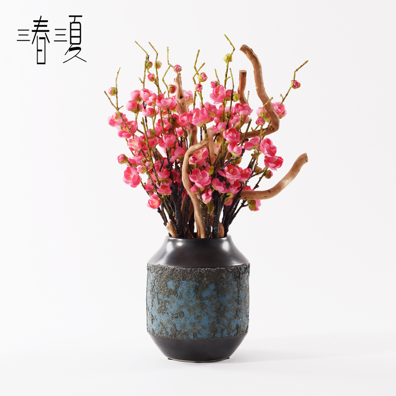 New Chinese style example room sales department zen simulation porch ark side red name plum bonsai the plants produce ceramics furnishing articles