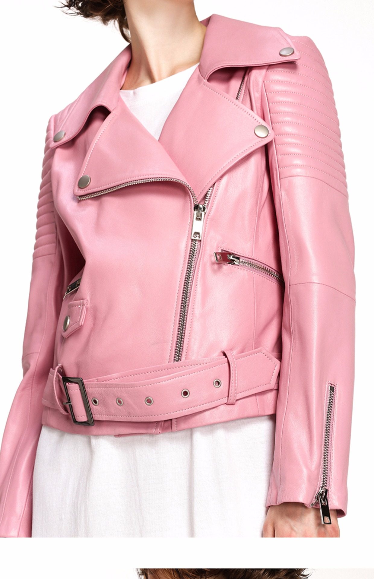 真皮皮衣女短款机车夹克绵羊皮修身显瘦外套2017海宁皮衣秋冬新款_7折