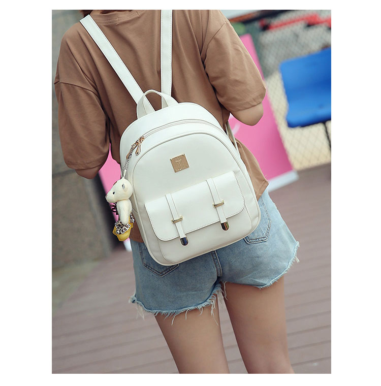女裝背包 包包雙肩包女日韓版軟皮pu潮皮帶裝飾子母背包旅行小背包學生書包 女裝錢包