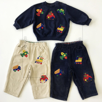 (Collection of aircraft series) 2021 autumn boys and girls cotton terry sweater corduroy pants
