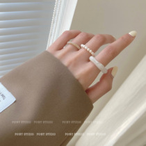 Simple ring female ins tide cold wind high-end light luxury niche fashion personality Pearl Index ring set