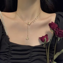 Butterfly Necklace Necklace 2020 new female high-end light luxury niche design sense pearl pendant long choker