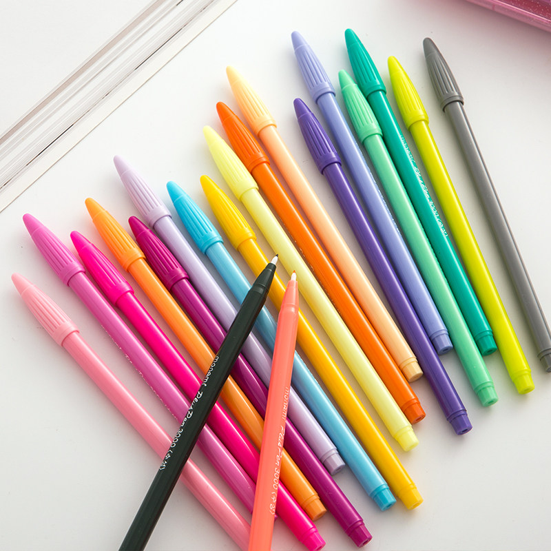 慕娜美水彩笔24色 彩色细头绘画彩笔单支 小学生儿童无毒画画笔_不