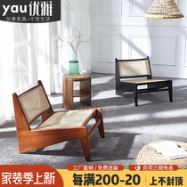 Modern minimalist classic designer living-room balcony single vine choreography solid wood Nordic leisure chair Home Mind deck chair