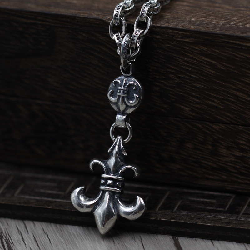 泰银925个性朋克风项链挂坠做旧情侣款船锚吊坠纯银饰品_7折现价72.