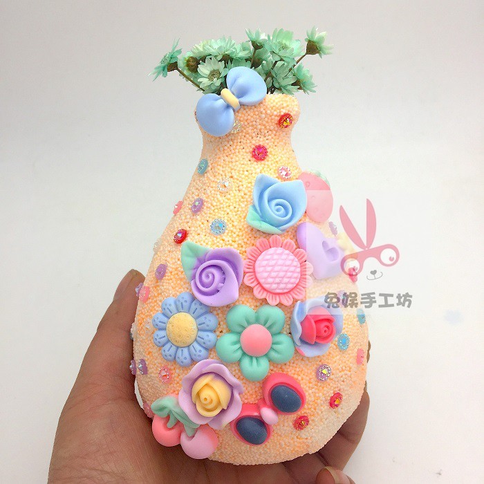 母亲节手工雪花泥花瓶制作材料包儿童diy立体手工幼儿