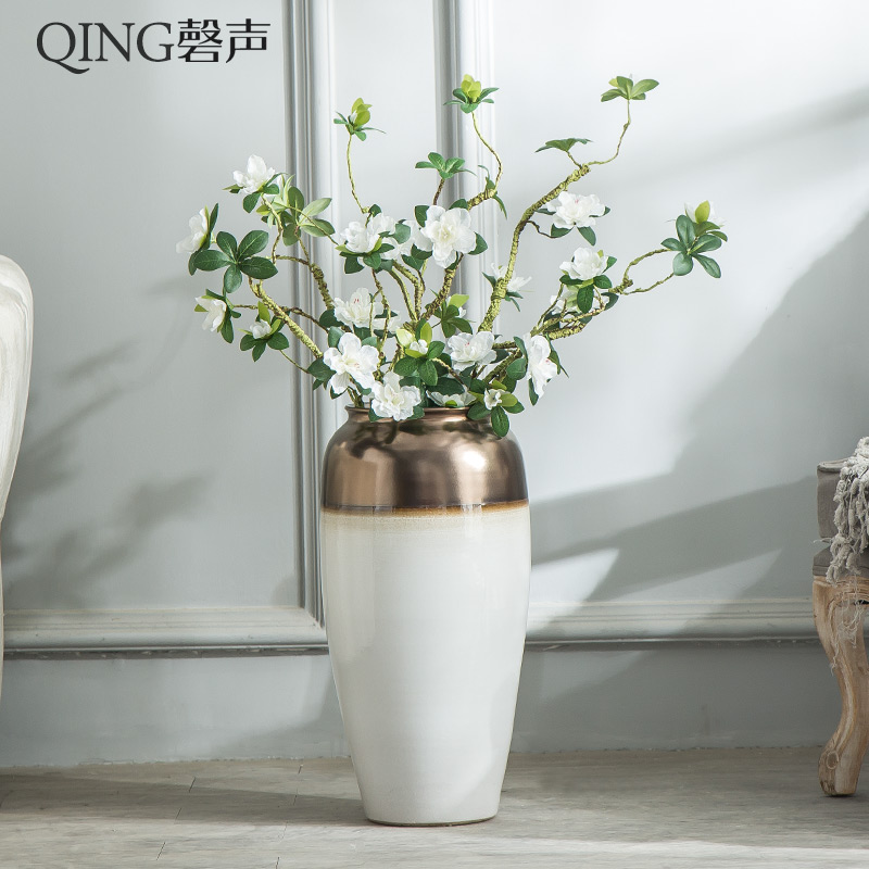 Jingdezhen ceramic vase big sitting room ground large I and contracted dry flower flower arranging hotel porch decorate furnishing articles