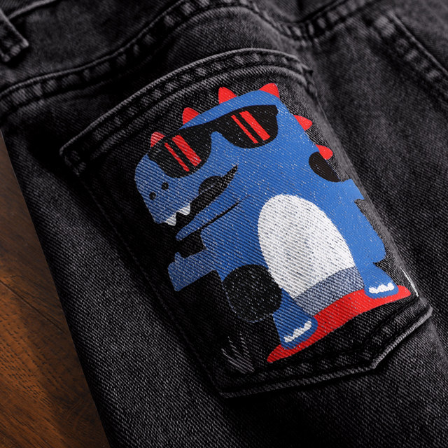 Daddy pants female loose straight spring models 2020 new wave of printing waist was thin harem pants Ms. jeans child Daddy pants female loose straight spring models 2020 new wave of printing waist was thin harem pants Ms. jeans child