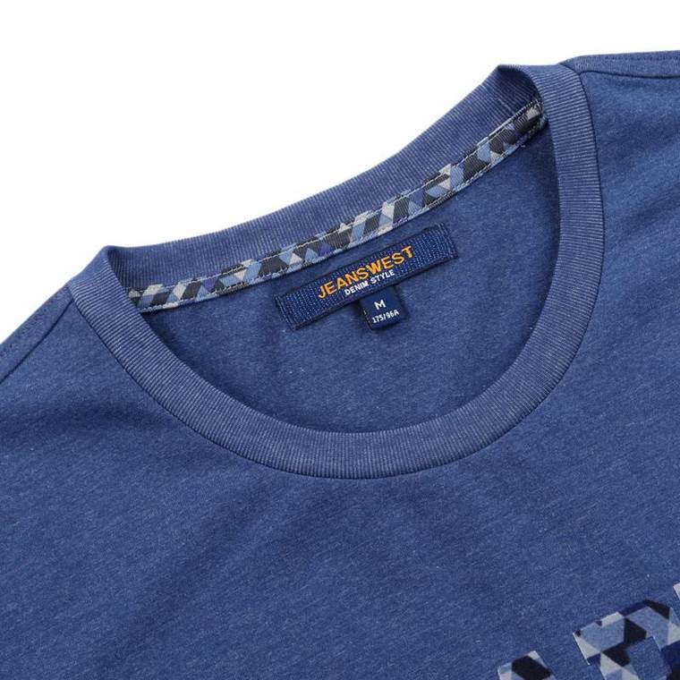 真维斯男装 2015夏装新款迷彩弹性圆领印花短袖T恤