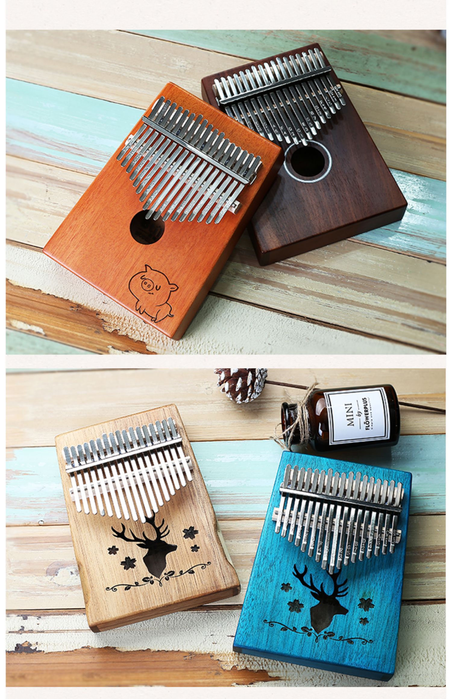 蒂朵拇指琴卡林巴琴17音初学者入门卡灵巴琴手指琴kalimba乐器_万喜友