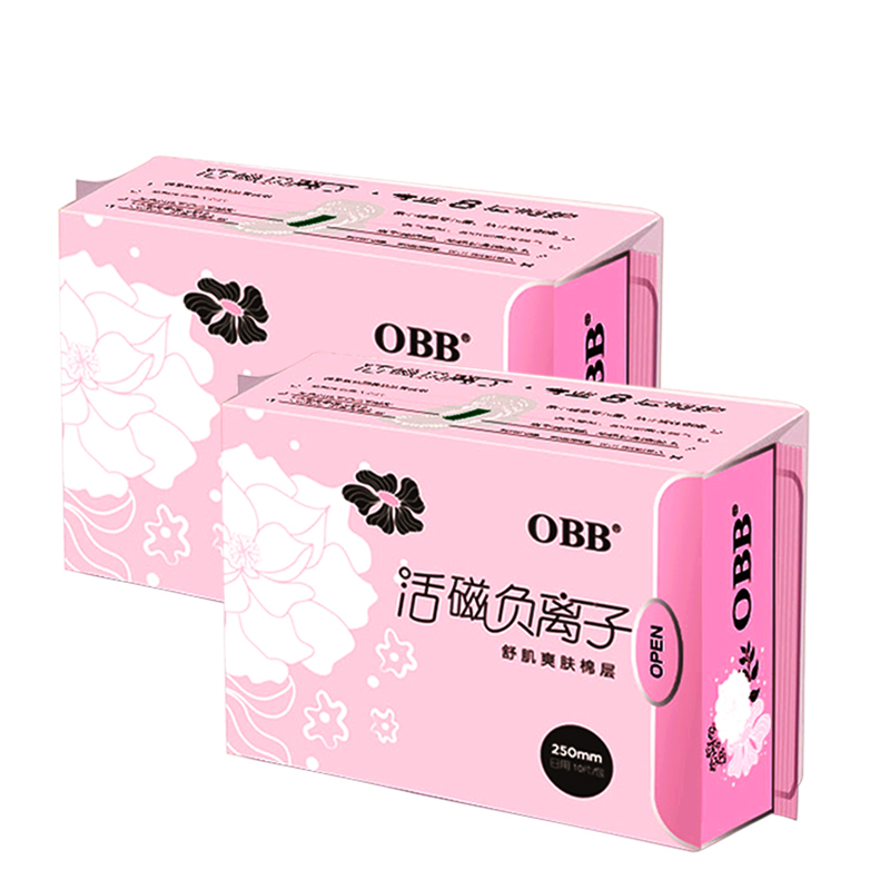 OBB卫生巾日用组合装2包共20片超薄透气无荧光剂负离子抗菌姨妈巾产品展示图3