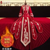 Xiuhe clothing bride 2021 new winter plus cotton thick show kimono Chinese dress wedding toast service Xiuhe