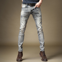 American retro denim jeans mens fall 2021 Chauffes majoring in small footed Korean version Trend as old denim pants man