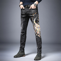 Jereno's new jeans in autumn male body-savored small feet embroidered with male pants