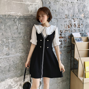 Girl’s A-line Japanese and Korean style dress with baby collar