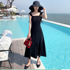 Summer long dress with suspender