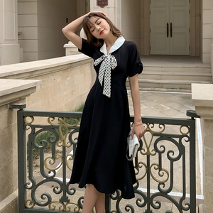 Women’s fashion short sleeve new Hepburn black dress