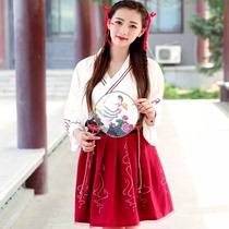 Ancient costume Hanfu Class dress Skirt modified Chinese style princess dress Collar waist long sleeve short skirt Students daily wear