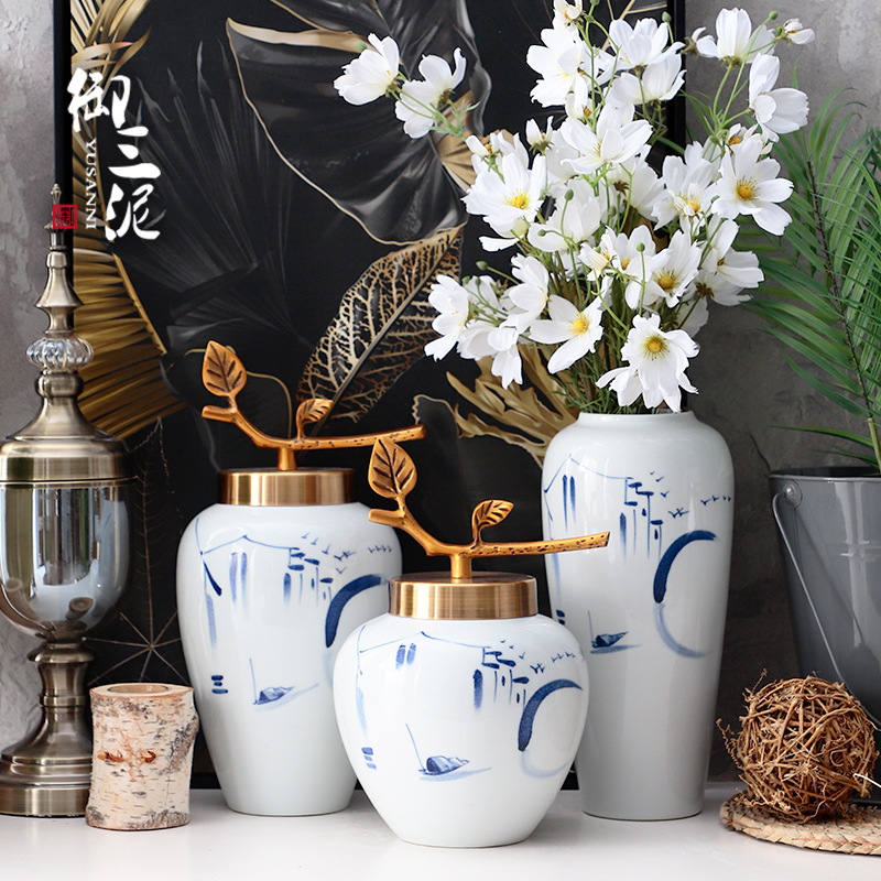 Jingdezhen ceramic dry flower vases, flower arrangement sitting room place, a new Chinese style is I and contracted table decorations household